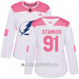 Dame Ishockey Tampa Bay Lightning Tröja Steven Stamkos 91 Adidas 2017-2018 Vit Rosa Fashion Authentic